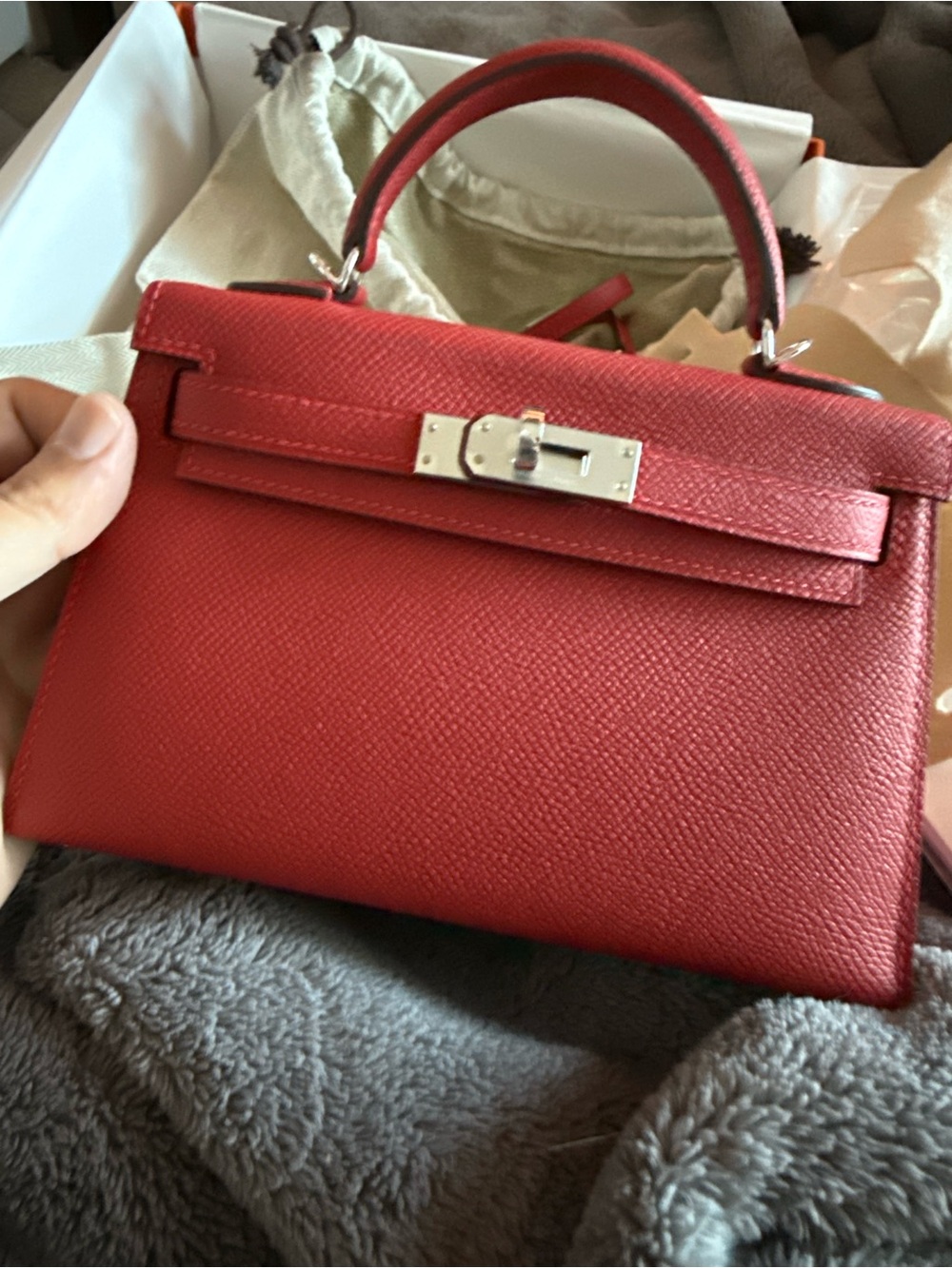 Classic Red Leather Top-Handle Bag